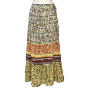 Relais Prairie Bohemian Boho Peasant Floral Modest Cotton Skirt Sz 6